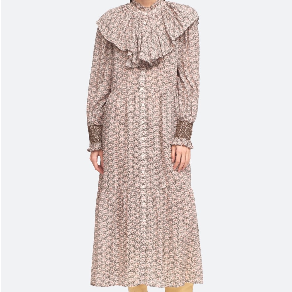 Sea New York Pink Floral Long Sleeve Maxi Dress